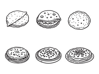 Dosa traditional Indian food line art vector illustration
