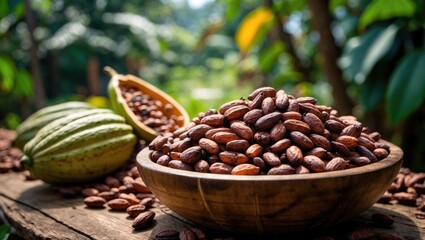 Obraz premium Image of Cocoa Beans and Fruits - Detailed View