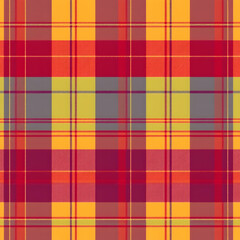 Sophisticated vibrant plaid with crimson, mustard, teal, plum tones, seamless pattern.