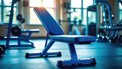 Fototapeta premium Bodybuilding equipment arranged in a gym setting