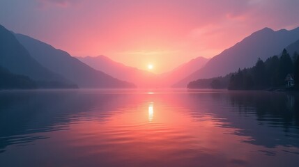 Serene Awakening: Nature's Sunrise Ballet