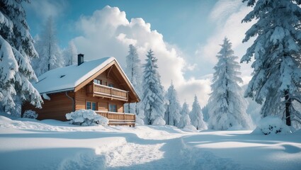 Naklejka premium Winter getaway house in the Alps