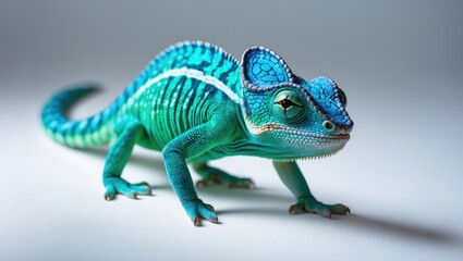 Obraz premium Zoomed-in image of a rare Panther Chameleon with white background