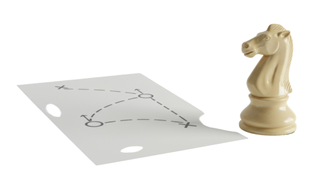 Isolated Chess Knight Strategy Paper Illustration