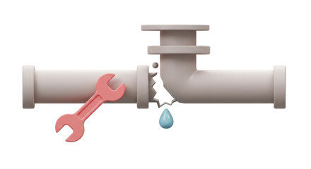 Isolated Broken Pipe, Representing Plumbing Damage