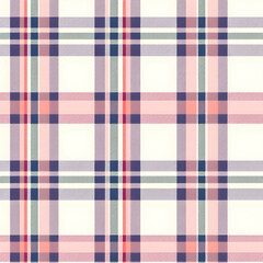 Elegant blush green navy ivory tartan fabric design, seamless pattern.