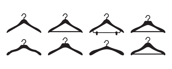 Hanger Silhouette Set – Clothing and Wardrobe Vector Icons