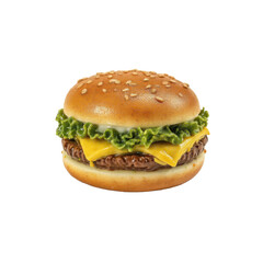 Miniature hamburger, ultra realistic, on transparent background