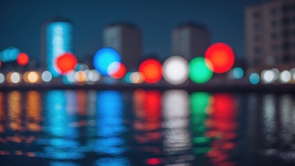 Naklejka premium Dimmed marine inlet and edifice after dark