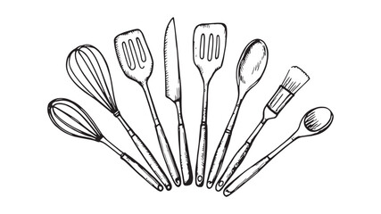 Cooking Utensil line art collection perfect for kitchen decor