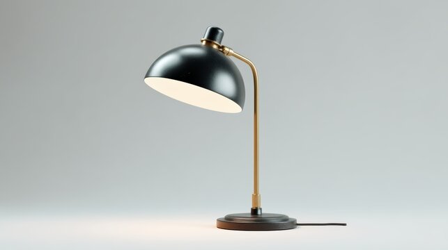 a clean and minimalistic desk lamp on a white isolated background, modern and sleek design