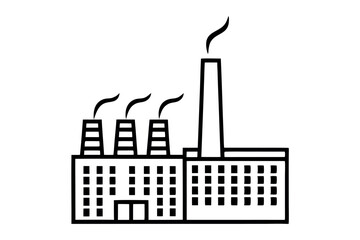 Naklejka premium Multiple factory silhouette icons with different color backgrounds, suitable for industrial, business, and construction projects, labour day or labor day line art icon set