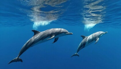 Fototapeta premium Dolphins Synchronized: Underwater Ballet