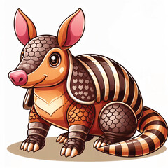Fototapeta premium Cute Cartoon Armadillo vector illustration isolated
