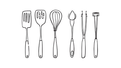 Cooking Utensil line art drawing for creative culinary designs