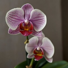 pink orchid on a black background