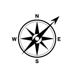 Compass with arrow sign icon vector in black color on white background.