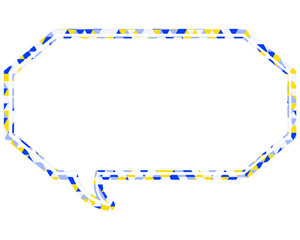 ステンドグラス風吹き出し　三角形模様　細長い八角形