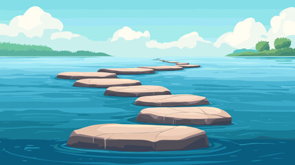 Vector illustration of a path of rocks in water