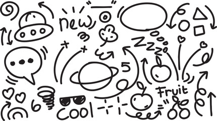 Cute hand drawn doodle vector set, love, Natural , star, cloud, weather, rainbow, flower, bubble, heart and creative design vector collection.