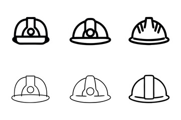 Fototapeta premium hard hats in different designs, representing construction, safety, and manual labor labour day or labor day line art icon set