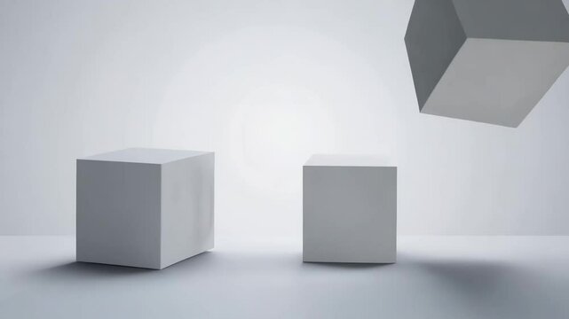 Minimalist White Cubes Assemble Abstract Structure 3D Animation