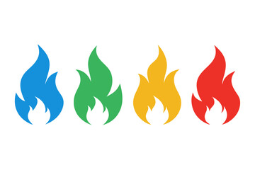 set of Fire icon vector silhouette illustration isolated on white background