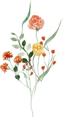 Watercolor Wildflower Illustration. Flower Arrangement. Wedding Flower Clipart. Flower for Invitation