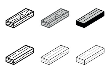 wood plank illustrations with different textures and finishes displayed in black and white line art, perfect for woodwork and design projects labour day or labor day line art icon set