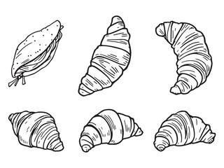 Elegant French Croissant Line Drawing Vector Art