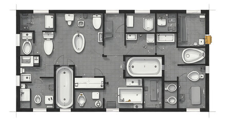 Obraz premium Luxury Bathroom Suite Floor Plan: A Detailed Architectural Design