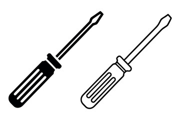 Obraz premium various screwdrivers with different heads and handles, ideal for construction, mechanics, and home repairs Labour Day or Labor Day line art icon set