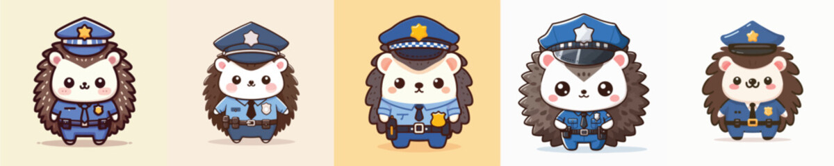 cute hedgehog vector in police costume