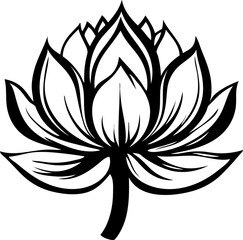 Lotus flower icon silhouette in black color. Vector template design.