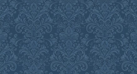 Midnight Bloom Damask AI Generated