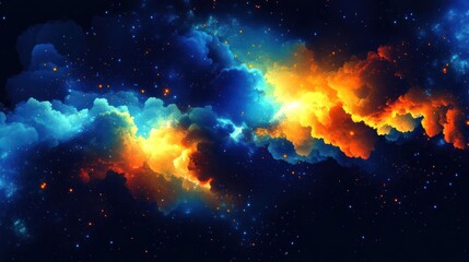 Fototapeta premium A vibrant cosmic scene with colorful clouds and stars, evoking a sense of wonder.