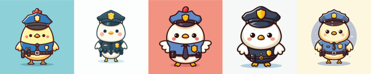 cute chicken vector in police costume