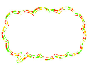 ステンドグラス風吹き出し　三角形模様　細長い雲形