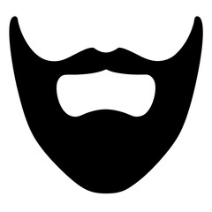 Bold and simplistic silhouette of a stylized beard and mustache