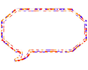 ステンドグラス風吹き出し　三角形模様　細長い八角形