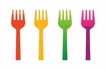 set of Fork icon vector silhouette illustration isolated on white background