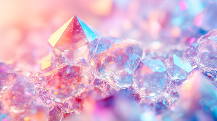 Closeup View of Shining Iridescent Crystal Clusters