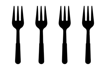 set of Fork icon vector silhouette illustration isolated on white background