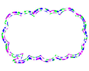 ステンドグラス風吹き出し　三角形模様　細長い雲形