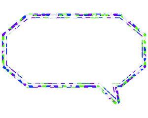 ステンドグラス風吹き出し　三角形模様　細長い八角形