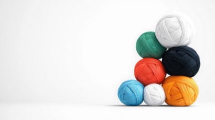 Colorful Balls of Thread on Transparent Background