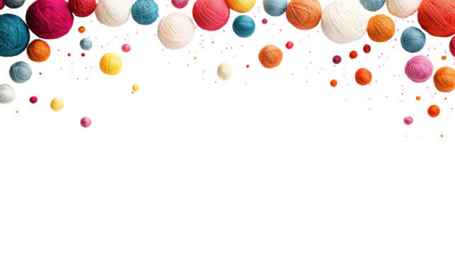 Colorful Balls of Thread on Transparent Background