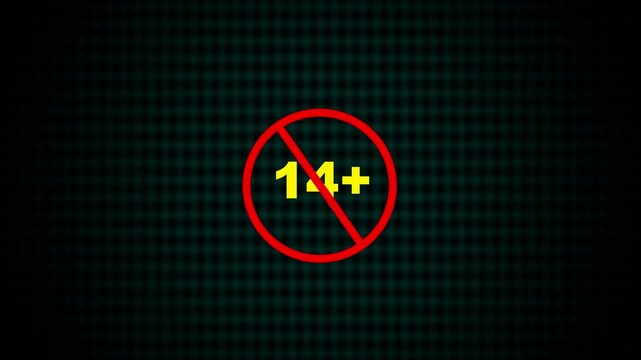 14+ note allowed icon animation.14 Not Allowed Sign Animation Video. Over 14 only censored. Fourteen age older. 4K animation