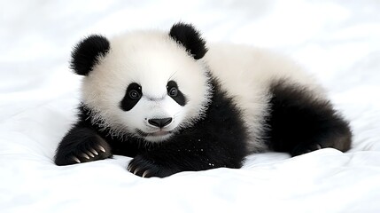 Obraz premium Adorable panda cub on white background