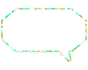 ステンドグラス風吹き出し　三角形模様　細長い八角形